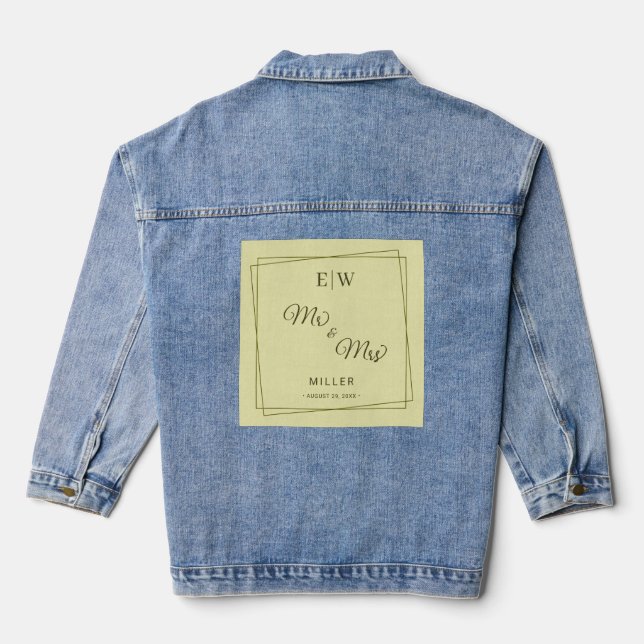 Veste En Jean Cadre Élégant sur Mariage au Monogramme Jaune Céle (Verso)