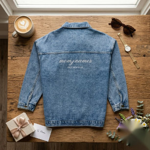 Veste En Jean Calligraphie de nom personnalisée Meilleure Maman