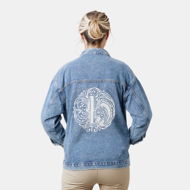 Veste En Jean Calligraphie victorienne fantaisie Monogramme H Fe (Modèle)