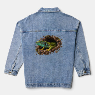 Veste En Jean Camouflage Lézard Vert Cachette Rocheuse Faune