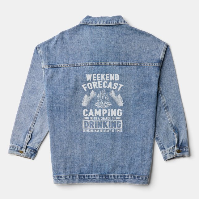 Veste En Jean Camper Fun Week-End Prévision Camping Avec Chance  (Verso)