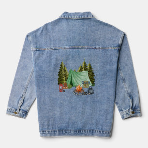 Veste En Jean Camping Trip Campfire, Tente, Camping dans les Boi
