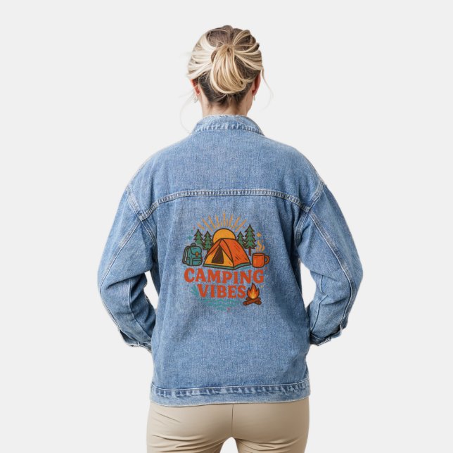 Veste En Jean Camping Vibes Women’s Denim Jacket | Retro Outdoor (Modèle)