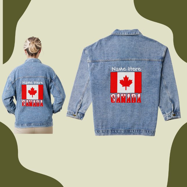 Veste En Jean Canada et drapeau canadien Personnalisation blanch (Créateur téléchargé)