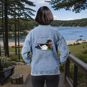 Veste En Jean Canard branchu coloré nénuphar faune bleu