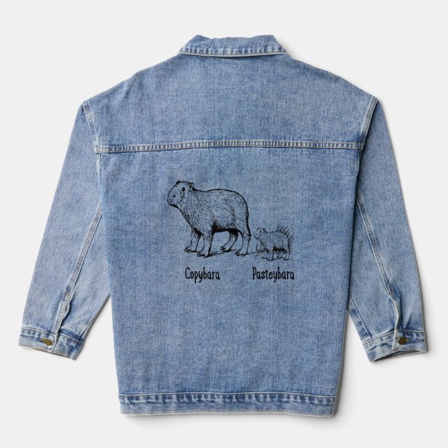 Veste En Jean Capybara Copybara Pasteybara Funny Rodent Capibara (Verso)