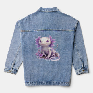 Veste En Jean Caractère Axolotl adorable avec conception de text