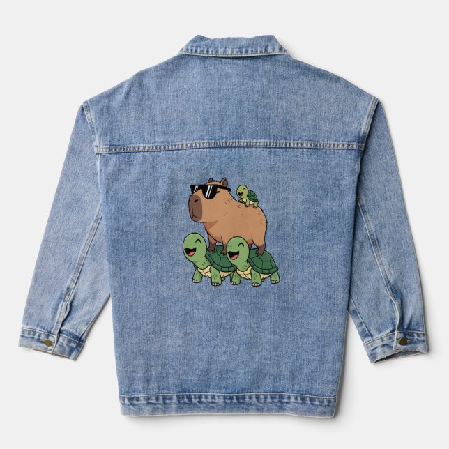 Veste En Jean Caravane de tortue Capybara, Funny Capybara (Verso)