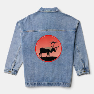 Veste En Jean Caribou au coucher du soleil - Art original de la 