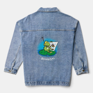 Veste En Jean Caricature amusante de grenouille verte