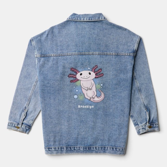 Veste En Jean Caricature axolotl rose adorable (Verso)