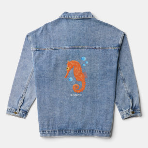 Veste En Jean Caricature de bulles d'hippocampe orange