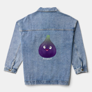Veste En Jean Caricature de fruits mauve joyeux aux figues