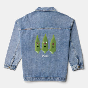 Veste En Jean Caricature de légumes de l'okra chantante mignonne