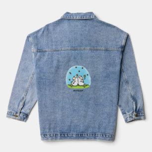 Veste En Jean Caricature de moutons mignons amis et papillons