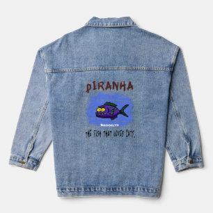 Veste En Jean Caricature de poisson de Piranha