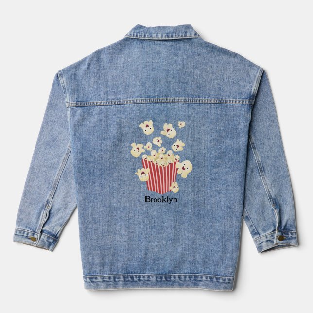 Veste En Jean Caricature de pop-corn drôles (Verso)
