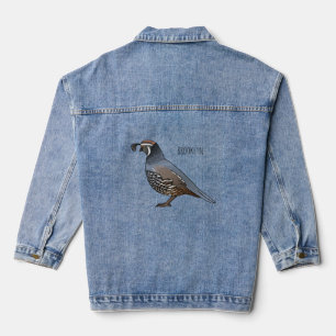 Veste En Jean Caricature d'oiseau de caille de Californie