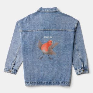 Veste En Jean Caricature d'oiseau rouge chantant mignon