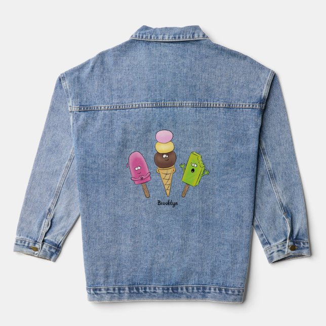 Veste En Jean Caricature drôles de glace popsicle dessin animé t (Verso)