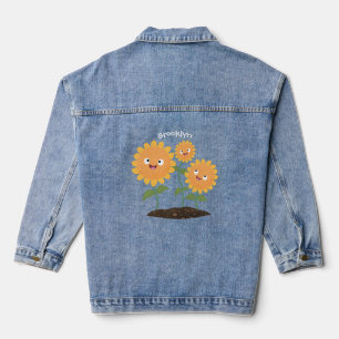 Veste En Jean Caricature joli tournesol souriant illustration