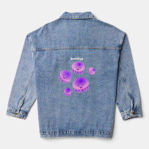 Veste En Jean Caricature kawaii de méduse violette rose mou