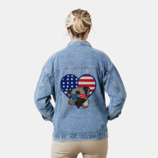 Veste En Jean Carlin Chien Portant des lunettes de soleil USA Dr