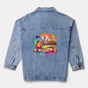 Veste En Jean Carte de Géorgie rétro s - Carte Vintage usa