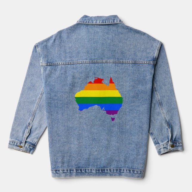 Veste En Jean Carte de la fierté arc-en-ciel LGBT Australie (Verso)