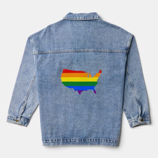 Veste En Jean Carte de la fierté LGBT américaine (Verso)
