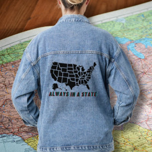 Veste En Jean Carte des États-Unis toujours dans une citation d'