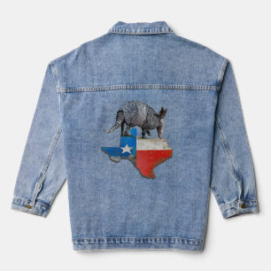 Veste En Jean Carte du drapeau de l'État d'Armadillo Texas