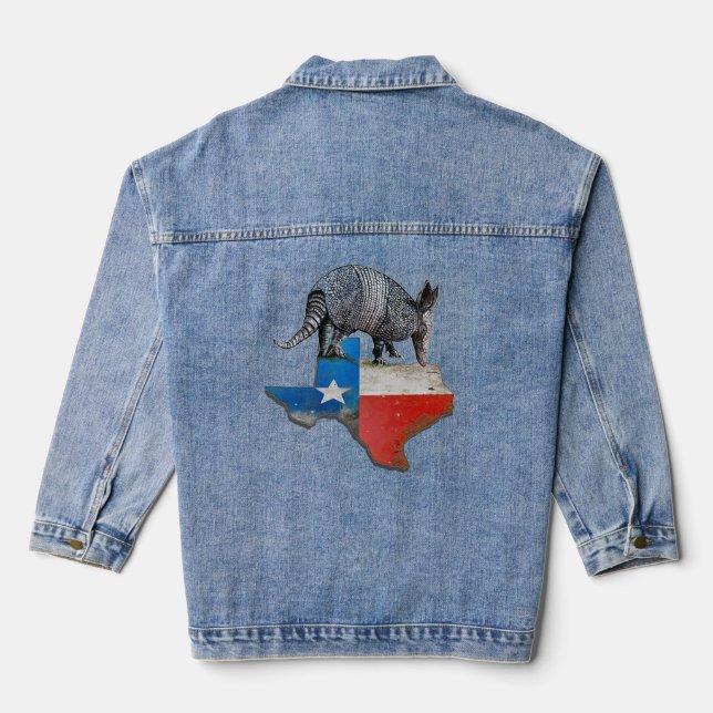 Veste En Jean Carte du drapeau de l'État d'Armadillo Texas (Verso)