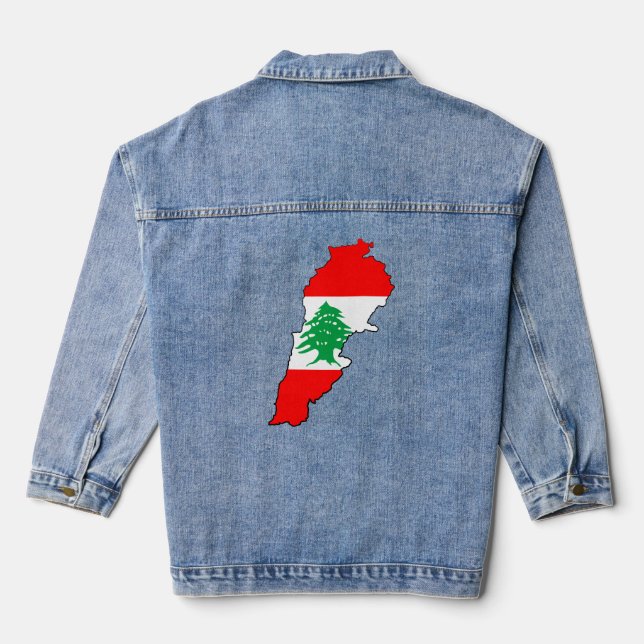 Veste En Jean Carte du Liban avec drapeau (Verso)
