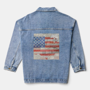 Veste En Jean Carte Patriotique vintage Américaine Drapeau Sur M