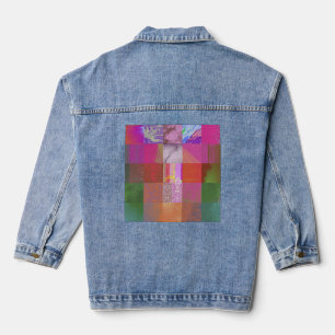 Veste En Jean CD1FE646 Abstrait Motif de Grille d'Art de Glitch 