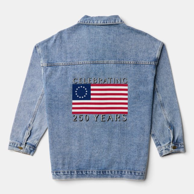 Veste En Jean Célébration de 250 ans Drapeau Betsy Ross  (Verso)