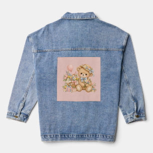 Veste En Jean Célébration de nounours vintage avec des fleurs sa