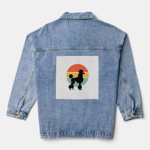 Veste En Jean Cercle de silhouette de chien rétro coucher de sol