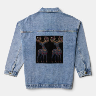 Veste En Jean Cerf floral cosmique royal 