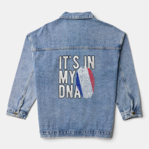 Veste En Jean C'est drôle dans mon drapeau ADN France Empreinte 