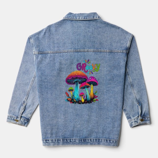 Veste En Jean Champignons psychédéliques colorés (Verso)
