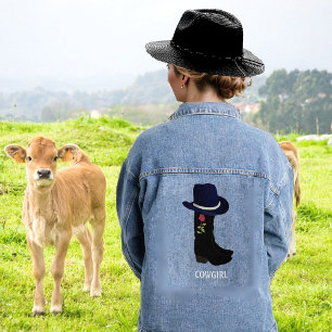 Veste En Jean Chapeau et bottes élégants de country noir