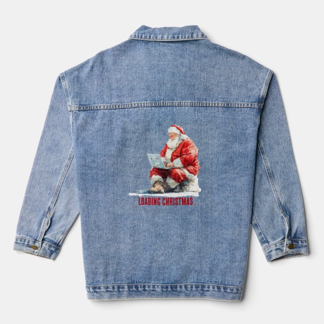 Veste En Jean Chargement Noël amusant Père Noël Design (Verso)