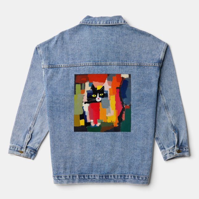 Veste En Jean Chat Abstrait (Verso)
