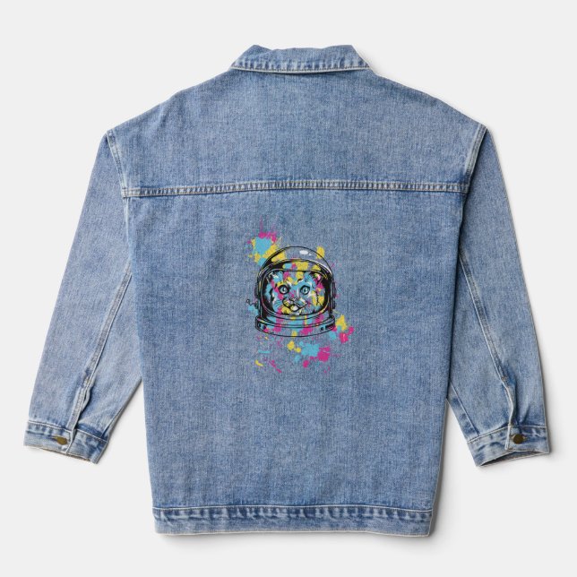 Veste En Jean Chat Astronaute (Verso)