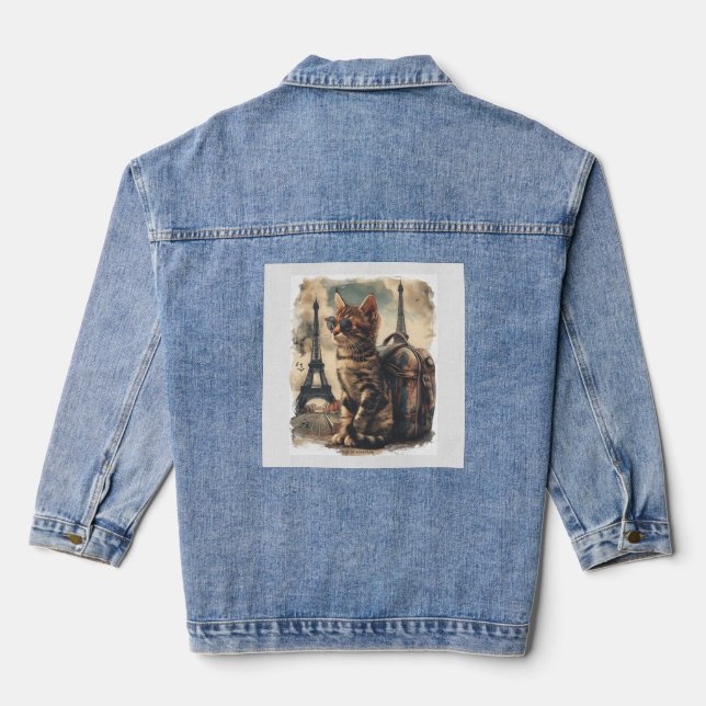 Veste En Jean Chat compagnon de voyage (Verso)