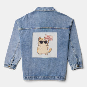 Veste En Jean Chat Cool Pas de Lundi Mème Esthétique