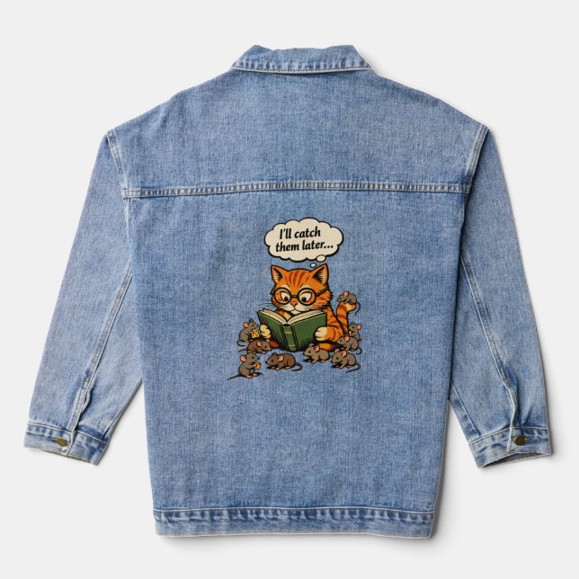 Veste En Jean chat de livre (Verso)