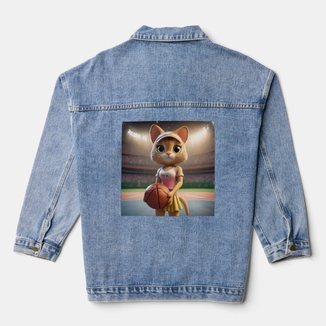 Veste En Jean Chat de Netball Féminin, (Verso)